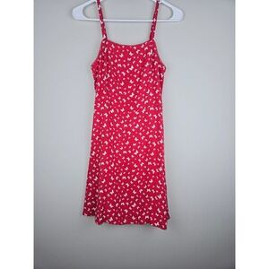 Art Class Girls Red Butterfly Print Sundress Lace Trim Adjustable Straps L 10/12